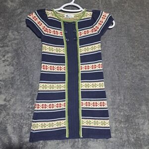 Willow Blossom Girls 5T Navy Fair Isle Knit Sweater Dress Boho Cottagecore Boho